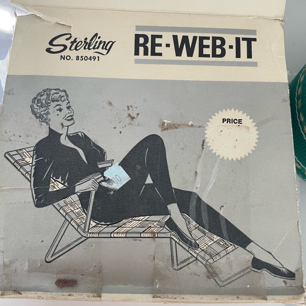 Vintage green web kit for lawn chaise